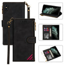 Zipper Multi-card Slots Horizontal Flip PU Leather Case with Holder & Card Slots & Wallet & Lanyard & Photo Frame for iPhone XR(Black)