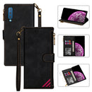 For Samsung Galaxy A7 2018 Zipper Multi-card Slots Horizontal Flip PU Leather Case with Holder & Card Slots & Wallet & Lanyard & Photo Frame(Black)