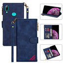 For Samsung Galaxy A40 Zipper Multi-card Slots Horizontal Flip PU Leather Case with Holder & Card Slots & Wallet & Lanyard & Photo Frame(Blue)