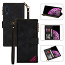 For Samsung Galaxy A50 Zipper Multi-card Slots Horizontal Flip PU Leather Case with Holder & Card Slots & Wallet & Lanyard & Photo Frame(Black)