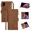 For Samsung Galaxy A51 Zipper Multi-card Slots Horizontal Flip PU Leather Case with Holder & Card Slots & Wallet & Lanyard & Photo Frame(Brown)