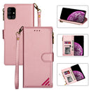 For Samsung Galaxy A71 Zipper Multi-card Slots Horizontal Flip PU Leather Case with Holder & Card Slots & Wallet & Lanyard & Photo Frame(Rose Gold)
