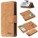 Detachable Frosted Magnetic Horizontal Flip Leather Case with Card Slots & Holder & Zipper Wallet & Photo Frame For iPhone SE 2020 / 8 / 7(Brown)