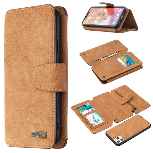 Detachable Frosted Magnetic Horizontal Flip Leather Case with Card Slots & Holder & Zipper Wallet & Photo Frame For iPhone 11 Pro Max(Brown)