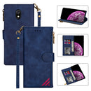 For Xiaomi Redmi 8A Zipper Multi-card Slots Horizontal Flip PU Leather Case with Holder & Card Slots & Wallet & Lanyard & Photo Frame(Blue)