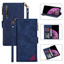 For Xiaomi Mi 10 Zipper Multi-card Slots Horizontal Flip PU Leather Case with Holder & Card Slots & Wallet & Lanyard & Photo Frame(Blue)
