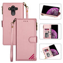 For Huawei Mate 10 Pro Zipper Multi-card Slots Horizontal Flip PU Leather Case with Holder & Card Slots & Wallet & Lanyard & Photo Frame(Rose Gold)