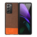 For Samsung Galaxy Z Fold2 5G Shockproof Splicing PU + Cloth Texture PC + TPU Protective Case(Brown)
