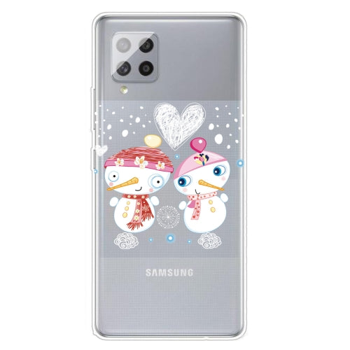 For Samsung Galaxy A42 Christmas Series Clear TPU Protective Case(Couple Snowman)