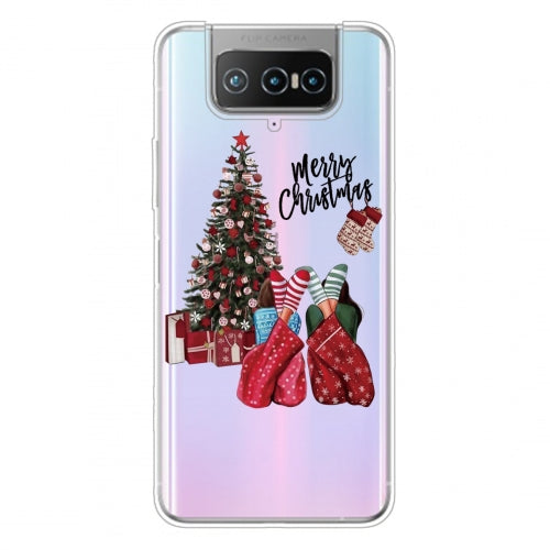 For ASUS Zenfone 7 Pro ZS671KS Christmas Series Transparent TPU Protective Case(Christmas Pajamas)