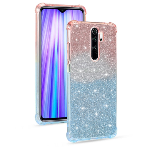 For Xiaomi Redmi Note 8 Pro Gradient Glitter Powder Shockproof TPU Protective Case(Orange Blue)