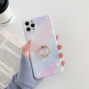 Shockproo Colorful Glitter Marble Protective Case with Ring Holder For iPhone 11 Pro Max(Pink Blue)