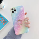 Shockproo Colorful Glitter Marble Protective Case with Ring Holder For iPhone 11(Blue Purple)