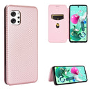 For LG Q92 5G Carbon Fiber Texture Magnetic Horizontal Flip TPU + PC + PU Leather Case with Card Slot(Pink)