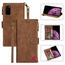 For Samsung Galaxy S20 Zipper Multi-card Slots Horizontal Flip PU Leather Case with Holder & Card Slots & Wallet & Lanyard & Photo Frame(Brown)