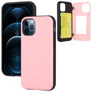 GOOSPERY MAGNETIC DOOR BUMPER Magnetic Catche Shockproof Soft TPU + PC Case With Card Slot For iPhone 12 / 12 Pro(Pink)