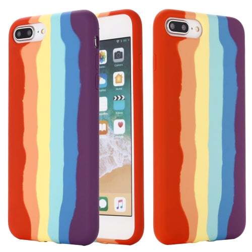 Rainbow Liquid Silicone Shockproof Full Coverage Protective Case For iPhone 7 Plus / 8 Plus