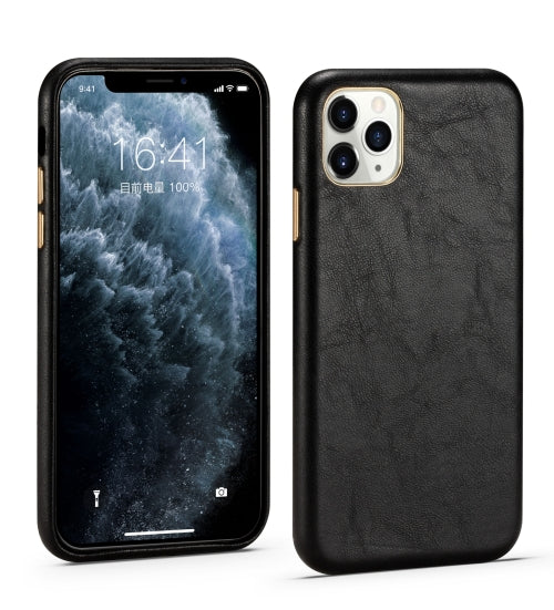Lambskin Texture Four-Corner Full Coverage Leather + Metal Protective Case For iPhone 11 Pro Max(Black)