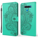 For LG K50 / Q60 3D Peacock Embossed Pattern Horizontal Flip Leather Case with Holder & Card Slot & Wallet & Lanyard(Green)