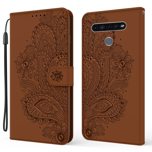 For LG K61 3D Peacock Embossed Pattern Horizontal Flip Leather Case with Holder & Card Slot & Wallet & Lanyard(Brown)