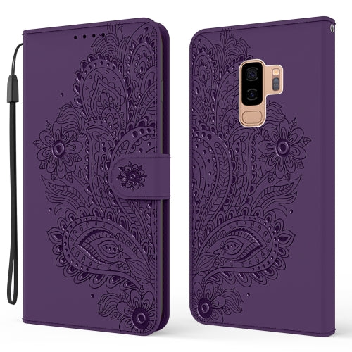 For Samsung Galaxy S9+ Peacock Embossed Pattern Horizontal Flip Leather Case with Holder & Card Slots & Wallet & Lanyard(Purple)