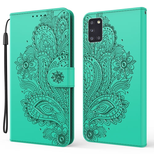 For Samsung Galaxy M31s Peacock Embossed Pattern Horizontal Flip Leather Case with Holder & Card Slots & Wallet & Lanyard(Green)