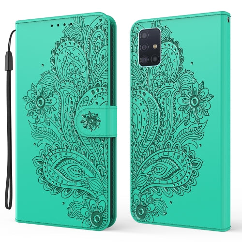 For Samsung Galaxy A71 Peacock Embossed Pattern Horizontal Flip Leather Case with Holder & Card Slots & Wallet & Lanyard(Green)