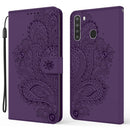 For Samsung Galaxy A21(US Version) Peacock Embossed Pattern Horizontal Flip Leather Case with Holder & Card Slots & Wallet & Lanyard(Purple)