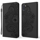 For Samsung Galaxy A11 Peacock Embossed Pattern Horizontal Flip Leather Case with Holder & Card Slots & Wallet & Lanyard(Black)