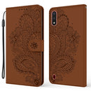 For Samsung Galaxy A01 Peacock Embossed Pattern Horizontal Flip Leather Case with Holder & Card Slots & Wallet & Lanyard(Brown)
