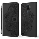 For OPPO A9 (2020) / A5 (2020) Peacock Embossed Pattern Horizontal Flip Leather Case with Holder & Card Slots & Wallet & Lanyard(Black)