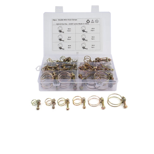 48 PCS Adjustable Color Galvanized Iron Double Wire Hose Clamps