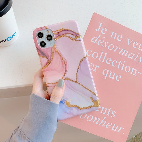 Irregular Marble Pattern Shockproof Protective Case For iPhone 11(Shining Gold Pink)