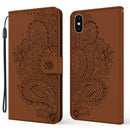 For iPhone X / XS Peacock Embossed Pattern Horizontal Flip Leather Case with Holder & Card Slots & Wallet & Lanyard(Brown)