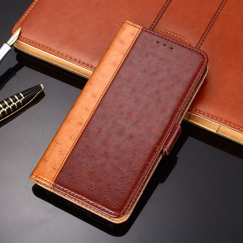 For Samsung Galaxy A41 Ostrich Texture PU + TPU Horizontal Flip Leather Case with Holder & Card Slots & Wallet(Brown)