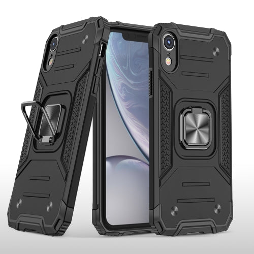 Magnetic Armor Shockproof TPU + PC Case with Metal Ring Holder For iPhone XR(Black)