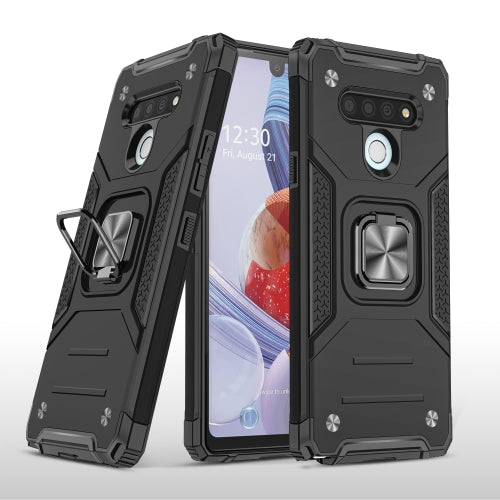 For LG Stylo 6 Magnetic Armor Shockproof TPU + PC Case with Metal Ring Holder(Black)