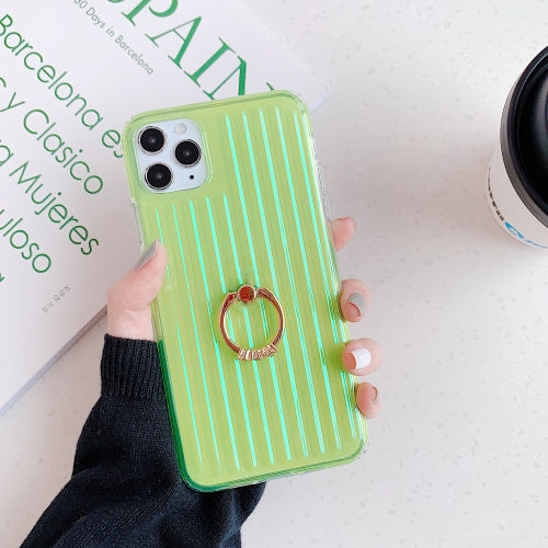Electroplating Gradient Suitcase Stripe TPU Shockproof Protective Case With Stand Ring Holder, model:For iPhone X / XS(Laser Gradient Gold)