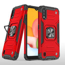 For Samsung Galaxy A01 Magnetic Armor Shockproof TPU + PC Case with Metal Ring Holder(Red)