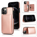 Shockproof PU + TPU Protective Case with Card Slots & Holder For iPhone 12 / 12 Pro(Rose Gold)