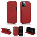 Strong Magnetic Closure PU + TPU Leather Case with Card Slots & Holder For iPhone 12 / 12 Pro(Red)