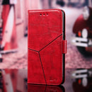 For Samsung Galaxy M31s Geometric Stitching Horizontal Flip TPU + PU Leather Case with Holder & Card Slots & Wallet(Red)