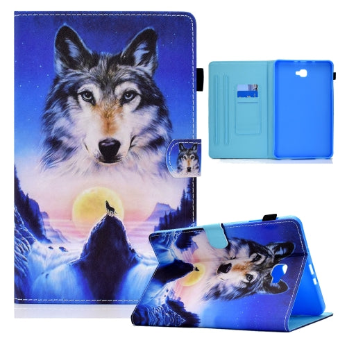 For Samsung Galaxy Tab A 10.1 / T580 Colored Drawing Horizontal Flip Leather Case with Holder & Card Slots & Sleep / Wake-up Function(Wolf)