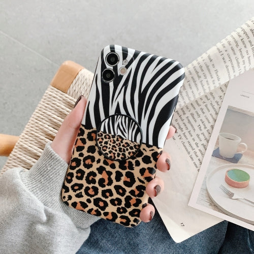 Precision Hole Shockproof Protective Case with Holder For iPhone 11 Pro Max(Leopard + Zebra)