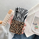 Precision Hole Shockproof Protective Case with Holder For iPhone 12(Leopard + Zebra)