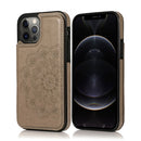 Double Buckle Mandala Pattern PU+TPU Protective Case with Card Slots & Holder & Photo Frame For iPhone 12 / 12 Pro(Grey)