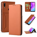 For Huawei Y7 (2019) / Y7 Prime (2019) Strong Magnetism Liquid Feel Horizontal Flip Leather Case with Holder & Card Slots & Wallet(Brown)