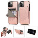 Mandala Embossed Pattern PU+TPU Protective Case with Card Slots & Holder For iPhone 12 / 12 Pro(Rose Gold)
