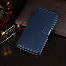 For Motorola Edge+ idewei Crazy Horse Texture Horizontal Flip Leather Case with Holder & Card Slots & Wallet(Dark Blue)