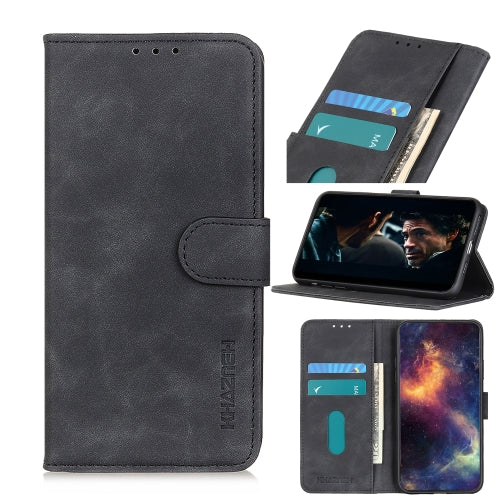 For OPPO Realme 7i KHAZNEH Retro Texture PU + TPU Horizontal Flip Leather Case with Holder & Card Slots & Wallet(Black)